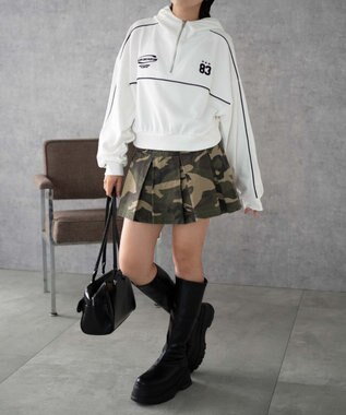 WEGO パイピングハーフジッププルパーカー ホワイト