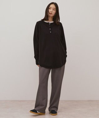 AMERICAN HOLIC バイパチ2WAYヘンリーネックニットプルオーバー Black