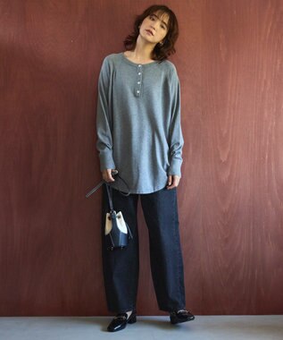 AMERICAN HOLIC バイパチ2WAYヘンリーネックニットプルオーバー Gray Mixture