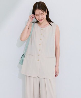 Green Parks クルーネック多釦ジレ