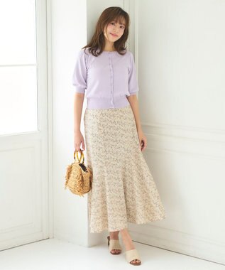 Feroux フラワーモチーフプリント スカート アイボリー系1