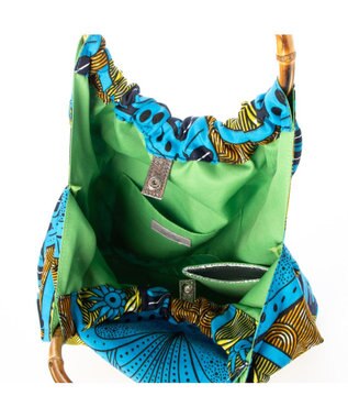 UNBILLION カシュカシュ cachecache / アフリカンプリントバンブーハンドルトート ブルー