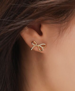 Tiaclasse 【金属アレルギー対応】ひねりリボンピアス ゴールド