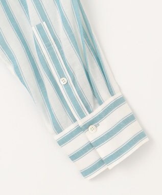 自由区 【洗える】テンセルリネンベーシック シャツ オフ×ブルーストライプ