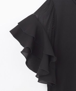 GRACE CONTINENTAL シアーフレアスリーブトップ ブラック