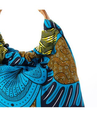 UNBILLION カシュカシュ cachecache / アフリカンプリントバンブーハンドルトート ブルー