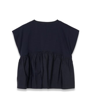 JOSEPH 【洗える】ポプリンジャージー　キャップスリーブティーシャツ Navy