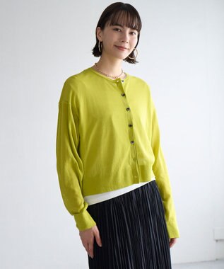 UNFILO 【洗える/接触冷感】 フロスティコットン クロップドカーディガン ライム