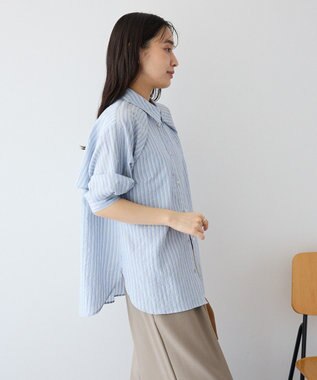 CRAFT STANDARD BOUTIQUE ストライプラグランタックシャツ Sax