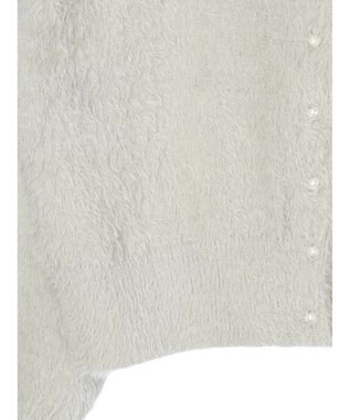 earth music&ecology ミニシャギーパールボタンカーディガン Light Gray
