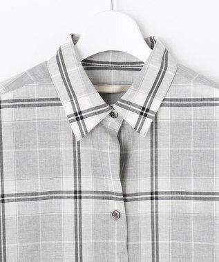 自由区 L 【セット可/洗える】オータムチェック ドロップショルダー ブラウス ライトグレー系4