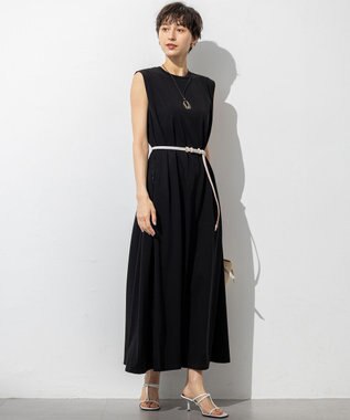 23区 L 【Oggi8月号掲載/接触冷感/洗える】ツイストコットンプレーティング スリーブレスワンピース ブラック系