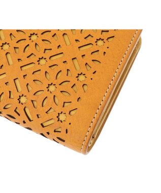 genten ダイヤカットワーク　二つ折り財布 イエロー