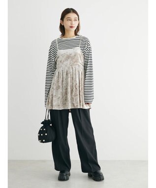 Green Parks ・Ｐｅｔｉｔ　Ｆｌｅｕｒ　ハイウエストワイドパンツ Black