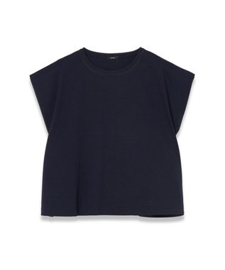 JOSEPH 【洗える】ポプリンジャージー　キャップスリーブティーシャツ Navy