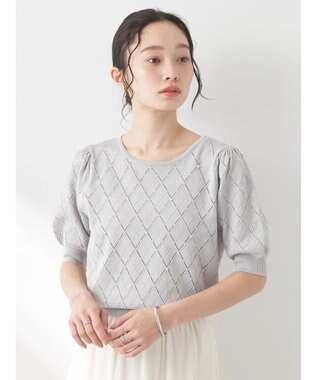earth music&ecology アーガイルスカシパールニットプルオーバー Light Gray