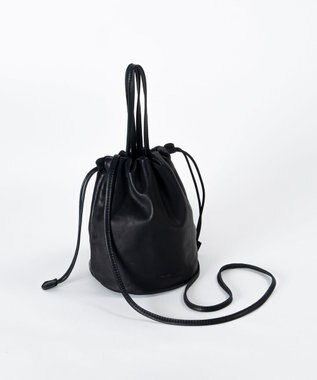 FOLNA RD ソフトレザー2WAY巾着ショルダーバッグ ブラック