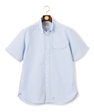 J.PRESS MEN 風が通るシアサッカーの清涼感【吸水速乾 / 高通気性】【クールマックス】サッカーストライプ シャツ / B.D. サックスブルー系1