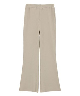 earth music&ecology セルフカットテレコフレアパンツ Light Beige