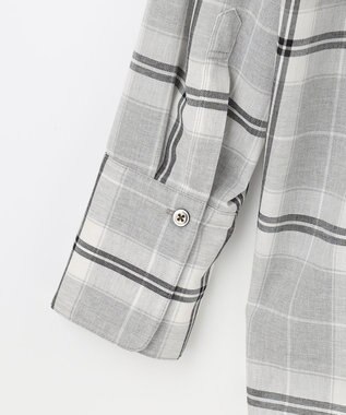 自由区 L 【セット可/洗える】オータムチェック ドロップショルダー ブラウス ライトグレー系4