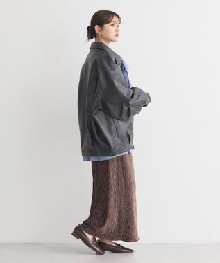 earth music&ecology フェイクレザージップジャケット Dark Brown