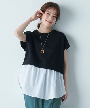 ANY L 裏毛レイヤード風トップス ブラック