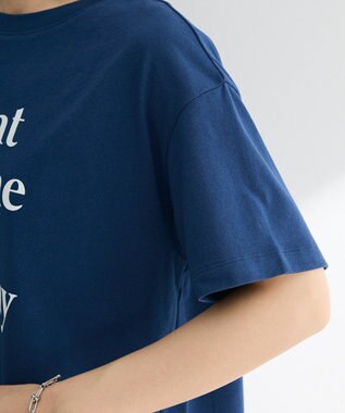 Green Parks 多段フェミニンロゴボックスＴシャツ Navy