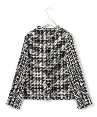 ICB 【CLASSY.1月号掲載】ルレックスツイード ノーカラージャケット ブラック×オフホワイト系