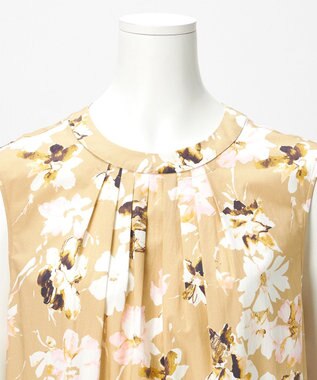 23区 【GOLD LABEL】ペインティングフラワープリント ワンピース ベージュ系5