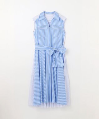 GRACE CONTINENTAL ティアードコンビシャツワンピース ストライプ