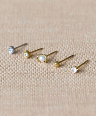 Phoebe 【金属アレルギー対応】プチメタルパールピアス(片耳)/サージカルステンレス ホワイト