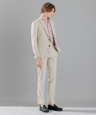 JOSEPH HOMME リネンストレッチブロード ウィングカラー半袖シャツ ローズ系