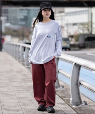 WEGO 【ユニセックス着用ITEM】ポケット刺繍BIG　T（長袖） アッシュグレー