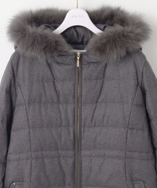 ANY SIS 【撥水・洗える】リッチファーフードロング ダウン グレー