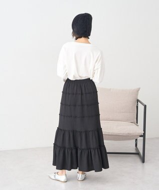 earth music&ecology メロー切替フレアスカート Black