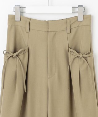 Feroux リボンディテール セミワイドパンツ カーキ系