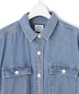 J.PRESS YORK STREET 【WOMEN】デニムロングシャツ ワンピース ダルブルー系