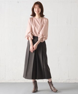 ANY 【洗濯機可能/ウエストゴム/ポケット付】ウーリッシュフラノボックスプリーツスカート チャコール ガンクラブ