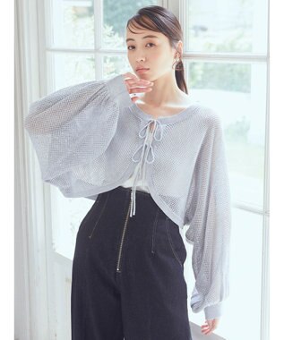 earth music&ecology リボンメッシュボレロ Light Gray