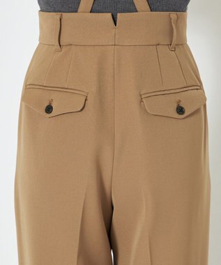 uncrave 【防しわ・UVカット・洗濯機洗い可】バルキーツイル ワイドパンツ(サスペンダー付き)（uncrave STANDARD） キャメル