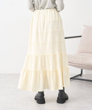 earth music&ecology メロー切替フレアスカート Ivory