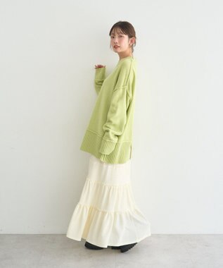 earth music&ecology メロー切替フレアスカート Ivory