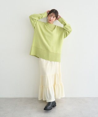 earth music&ecology メロー切替フレアスカート Ivory