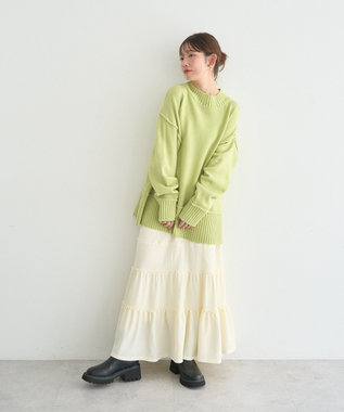 earth music&ecology メロー切替フレアスカート Ivory