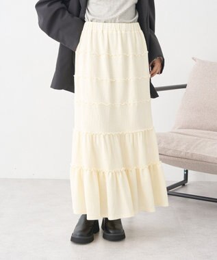 earth music&ecology メロー切替フレアスカート Ivory