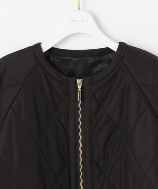 ANY SIS フェイクファーコンビキルティング アウター ブラック