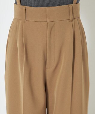 uncrave 【防しわ・UVカット・洗濯機洗い可】バルキーツイル ワイドパンツ(サスペンダー付き)（uncrave STANDARD） キャメル