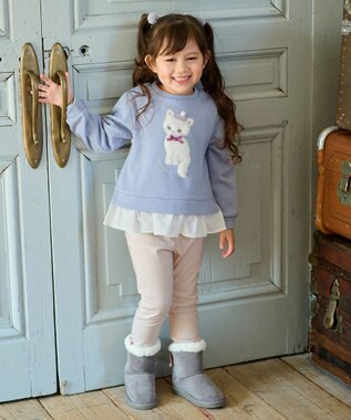 ANY KIDS 裏シャギーレイヤード風トレーナー サックスブルー（ネコ）