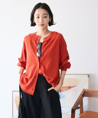 CRAFT STANDARD BOUTIQUE 洗える/UVカット/毛玉軽減 ファンクショナルニットカーディガン Orange