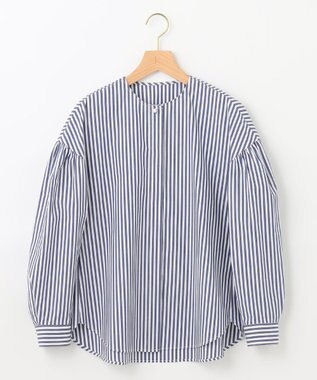 組曲 【洗える】C/Nyブロードノーカラー シャツ ネイビー系1